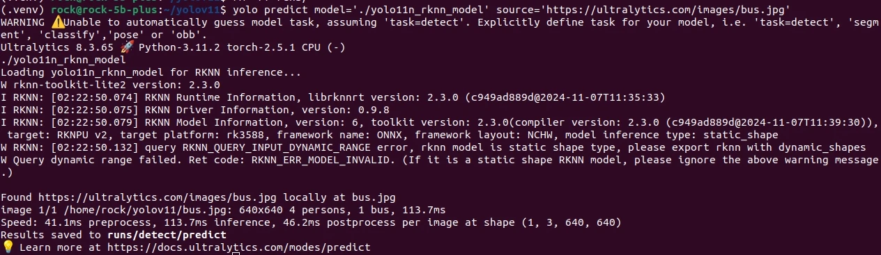 Inferência YOLOv11 a bordo